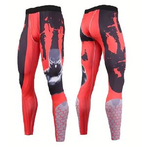 Legging de compression à rayures incurvées pour hommes séchage rapide et léger pour la salle de sport Sports de plein air taille haute style décontracté poches latérales - Product Image 1