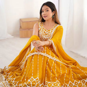 Conjunto de Salwar Kameez ANARKALI con Dupatta Kediya-Lehenga para Mujer, Diseño de Fiesta, Secado Rápido, Georgette Sintética, para Todas las Temporadas, Estilo Indio - Product Image 2