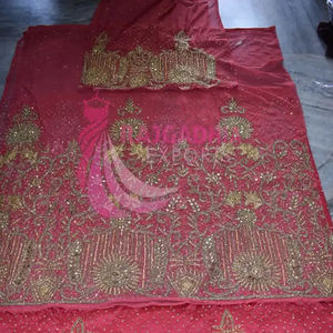 Nouvelle collection robe George Wrapper perlée pour femmes nigérianes grande taille Headtie africaine en soie directement du fabricant indien - Product Image 4