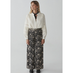 Pantalones Cargo Magnolia Pepa de Pierna Ancha con Cintura Alta, Bordados a Mano, Transpirables y de Estilo Casual con Cierre Elástico - Product Image 1