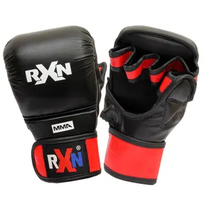 leather PU MMA Boxing for Training Martial Arts New Black Red OEM Logo Thai Color Material Adults People Origin Type