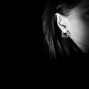 Three Square Design New Model Plain <b>Silver</b> <b>Stud</b> Earrings Turkish Wholesale 925 Sterling <b>Silver</b> Jewelry - Product Image 4