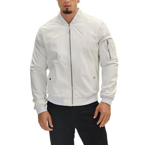 Chaqueta bomber de cuero personalizada a la moda con bordado de impresión de logotipo para hombre y mujer, proveedor de ropa de abrigo informal con estilo - Product Image 1