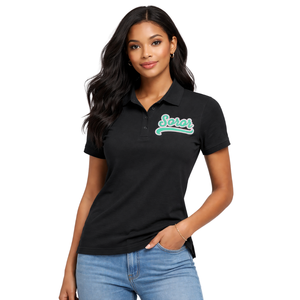 Polo Negro 08 Soror, Camiseta de Sororidad Griega para Mujer, Rosa y Verde, Estilo Universitario, Informal y Elegante - Product Image 1