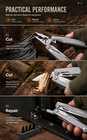 Couteau pliant multifonction professionnel 25-en-1, robuste, en acier inoxydable, pinces multifonctions pour la survie, le camping, les activités de plein air et l'EDC