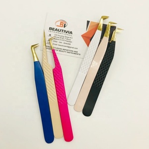 Pinzas de extensión de pestañas de acero inoxidable con revestimiento de Color personalizado profesional herramienta de aplicación de pestañas de Punta puntiaguda sostenible - Product Image 6