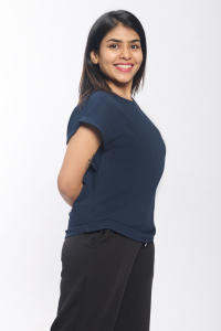 Camiseta de mujer ligera de punto gofrado a cuadros con cuello redondo y manga corta, corte regular, formal, antiarrugas, de tela texturizada, superventas al por mayor - Product Image 3