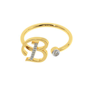 Custom 14K/18K Gold Diamond Initial Ring Personalized B Letter <b>Name</b> Ring Dainty Initial Ring <b>Gift</b> for Her - Product Image 2