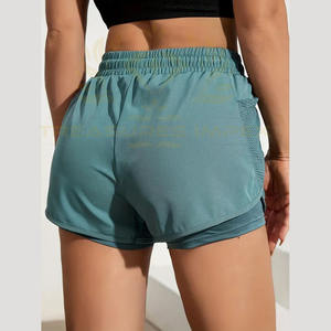 Pantalones cortos de gimnasio para mujer, pantalones cortos de entrenamiento para correr, 100% poliéster, cintura alta, transpirables, cintura elástica, pantalones cortos deportivos de Yoga para mujer - Product Image 4