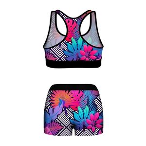 Sublimación personalizada Sujetador deportivo sin costuras Pantalones cortos Mujeres Dos piezas Gimnasio Activewear Secado rápido Correr Entrenamiento Fitness Conjuntos - Product Image 2