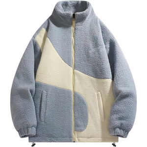 Veste d'hiver pour femme grande taille avec logo personnalisé, fermeture éclair intégrale, patchwork, capuche légère avec doublure en sherpa chaude, col montant - Product Image 5