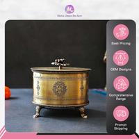 Boîte de rangement multifonctionnelle en laiton fait à la main pour ornements et bijoux de grossiste authentique à vendre en Inde