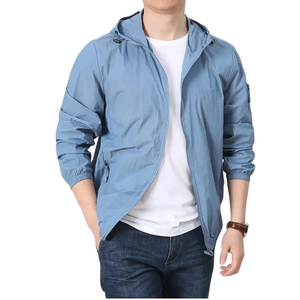 Veste coupe-vent à capuche légère pour hommes Manteau décontracté zippé Printemps Automne Activités de plein air Randonnée avec poche Safari - Product Image 2