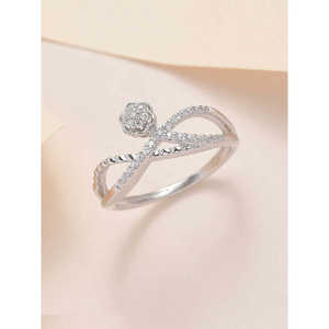 แหวนเงินแบบห่วงลายดอกไม้แนววินเทจสุดอินเทรนด์สำหรับผู้หญิงชุบทอง18K สำหรับเจ้าหญิงตัดสแตนเลสคริสเตียนทางศาสนาทันสมัย - Product Image 3