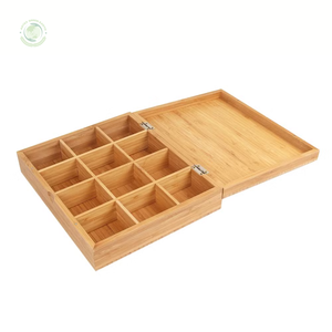 Caja de té de bambú de 12 compartimentos con tapa, caja de bambú hecha a mano, decoración de mesa natural ecológica para el hogar, venta al por mayor de Vietnam - Product Image 2