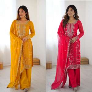 Costume Salwar en Faux Georgette Brodé de Haute Qualité pour Tenue de Soirée et Robe Ethnique Indienne Festive Disponible à la Vente - Product Image 5