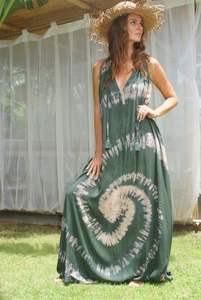 Robe d'été imprimée en blocs de coton pour femmes tunique décontractée artisanale avec coupe ample vêtements de plage confortables - Product Image 4