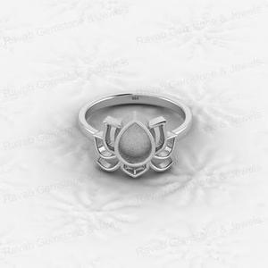 Excelente calidad 925 Plata 6x8mm Oval Semi montaje en blanco ajuste Lotus diseñador anillo para leche materna recuerdo joyería fina para mujer - Product Image 6