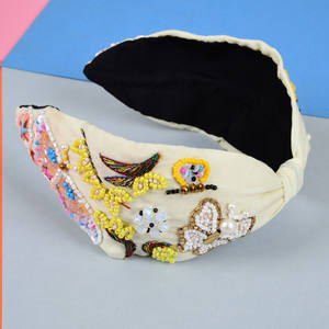 Vente en gros Bandeau unisexe tressé blanc de luxe Bandeau de cheveux de licorne en tissu personnalisé pour un usage quotidien pour les enfants - Product Image 5