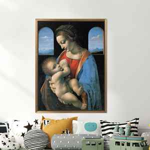 Dark Blue Abstract Printed Canvas Wall Art, Rothko Inspired Modern Decor,Gold <b>Framed</b> - Product Image 1