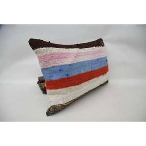 Coussin Kantha en patchwork de laine multicolore 16x24 pouces Coussin décoratif tissé avec motif vintage - Product Image 3