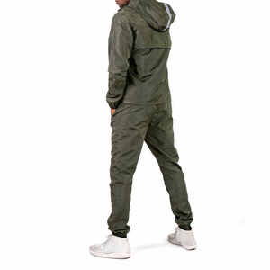 Ensemble de survêtement pour homme INDEX APPAREL, vert olive, à capuche, manches longues, fermeture éclair, couleur unie, décontracté, pour l'automne, léger, en polyester - Product Image 4