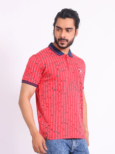 T-shirt 100% coton pour hommes, confortable et élégant, tenue décontractée, manches courtes, design imprimé, col polo extensible coupe régulière - Product Image 4