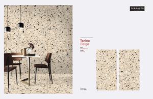 Carreaux en porcelaine de qualité supérieure indiens, aspect terrazzo beige de Turin, finition sculptée - Product Image 3
