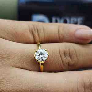 Bague unisexe tendance en acier inoxydable plaqué argent sterling avec pierre naturelle solitaire taille ronde certifiée IGI, idéale pour mariage ou cadeau de fête - Product Image 6