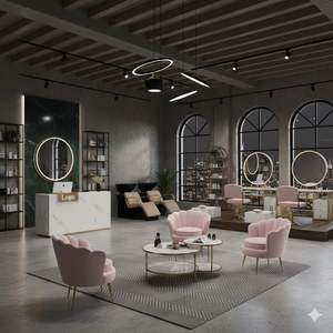 Muebles de Madera Comerciales de Lujo Modernos para Salón de Belleza Pinky, para Uso en Hoteles, Centros Comerciales, Exteriores y Gimnasios - Product Image 1