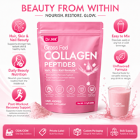 Boisson en poudre de collagène pour femmes, soluble instantanément, peptides de collagène marin à petites molécules, vitamine C, complément hydratant pour la peau