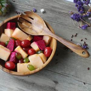 Premium Quality Acacia Wood Salad <b>Tools</b> Set Eco-Friendly Dishwasher Safe Salad Servers Bone <b>Engraving</b> Design Handle Spoon Best - Product Image 6