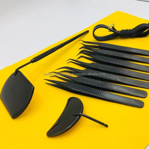 Ensemble de pinces à épiler professionnelles en acier inoxydable à pointe en fibre, marque privée, anti-magnétique, anti-statique, option de logo personnalisé - Product Image 3