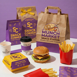 Bolsa de Papel Kraft Personalizada con Asas para Comida para Llevar, Hamburguesas y Snacks - Product Image 1