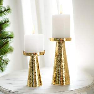 Grand chandelier sur pied, candélabre autoportant, design classique, porte-bougie élégant, présentoir à bougies plaqué or - Product Image 1