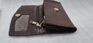 Cartera de Mano de Piel de Cocodrilo Auténtica de Alta Calidad con Logotipo Personalizado al por Mayor, Elegante, con Botón, para Mujer, Uso Diario - Product Image 6