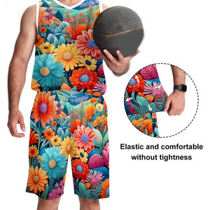 ชุดบาสเก็ตบอลแบบซับลิเมชั่นสำหรับผู้ชายไซส์ใหญ่ สำหรับทีมสโมสร กีฬาฝึกซ้อม-โพลีเอสเตอร์ 100% ชื่อทีมสั่งทำได้ - Product Image 6