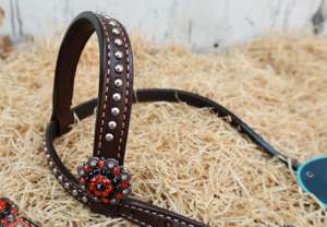 Ensemble de bride et de têtière de course équestre de qualité supérieure pour chevaux occidentaux, en cuir et acier inoxydable, confortable - Product Image 2