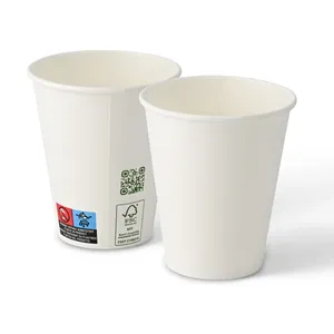 10Oz 250Ml Ø 90 mm Plain White Blank Single Wall Customization Drink <b>Mugs</b> Paper Cups For Beverage - 1000 pcs/carton - Product Image 2