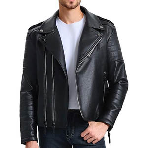 Venta al por mayor al aire libre nuevo estilo desgastado PU cuero ecológico impermeable Stand Collar alta calidad casual chaquetas de cuero hombres - Product Image 1