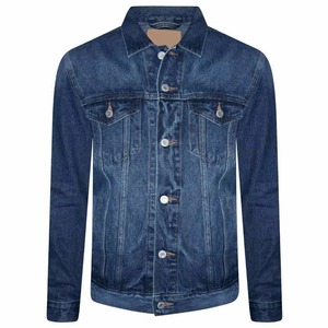 Custom Classic Dark Blue <b>Men</b> Denim <b>Jacket</b> <b>Slim</b> <b>Fit</b> Vintage Style Zipper Closure Coated Stand Genuine Leather Hooded Oem Orders - Product Image 3