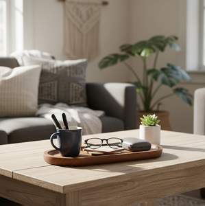 Plateau de service ovale en bois laqué de luxe, durable, facile à nettoyer, ustensiles de cuisine utilisables, meilleur prix - Product Image 6