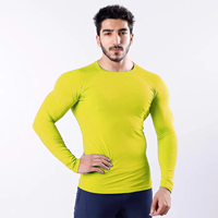 Kaos Olahraga Lengan Panjang Slim Fit Anti Kusut Bahan Linen/Katun Khusus Pria