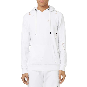 Vente chaude hiver en détresse à capuche pour hommes 100% coton matériel Streetwear Style respirant séchage rapide tissu éponge personnalisé - Product Image 6