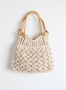 Recién llegado, bolsas de borla de macramé anudadas a mano, bolsa de compras de playa hecha a mano para niñas de la India para bodas - Product Image 4