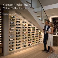 Systèmes de rangement pour bouteilles de vin sur mesure, casier à vin flottant, présentoir à vin pour bar, hôtel, restaurant, cave à vin d'escalier