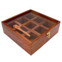 Boîte Masala personnalisée en Offre Spéciale Conteneur à épices en bois fabriqué à la main Dabba avec boîte utilitaire verrouillée à un prix raisonnable