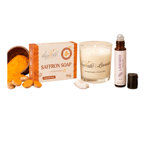Coffret Cadeau Rituel Spa à Domicile Alquiverde - Savon Naturel Roll-on à la Lavande & Bougie Artisanale à la Noix de Coco en Verre avec Impression Letterpress Moderne - Product Image 4