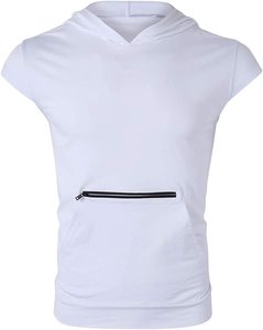 OEM-Sudadera con capucha ajustable para hombre, Top de entrenamiento para gimnasio, sin mangas, con cordón ajustable - Product Image 3