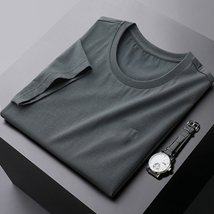 OEM Conception de logo personnalisé T-shirts respirants décontractés à la mode brodés à manches courtes de couleur unie en coton mercerisé - Product Image 4